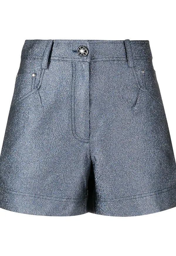 SHIATZY CHEN glittriga jeansshorts - Blå