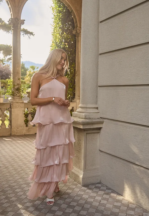 Shimmer Flounce Maxi Skirt