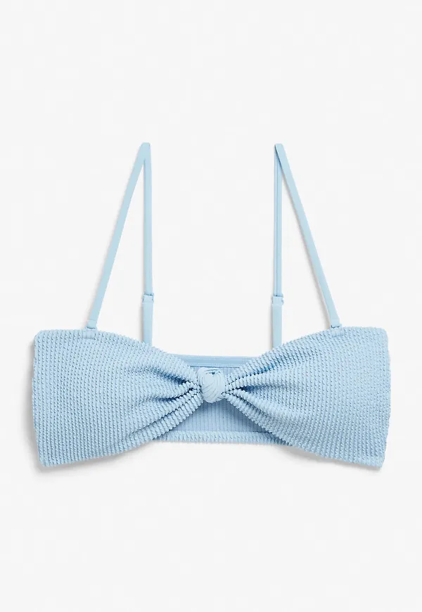 Shirred bandeau bikini top - Blue