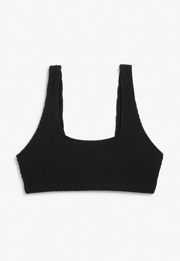 Shirred bikini top - Black