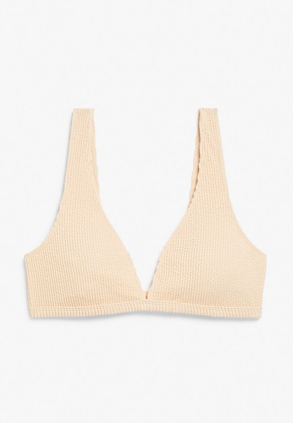 Shirred triangle bikini top - Orange