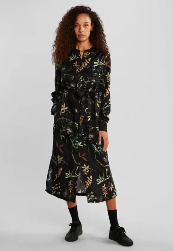 Shirt Dress Falsterbo Night Florals Black