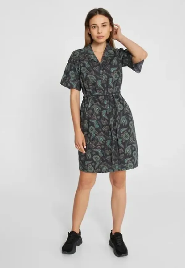 Shirt Dress Silkeborg India Flowers Charcoal