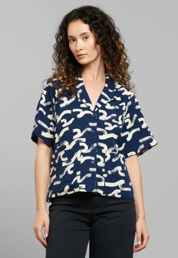 Shirt Valje Brushed Waves Navy