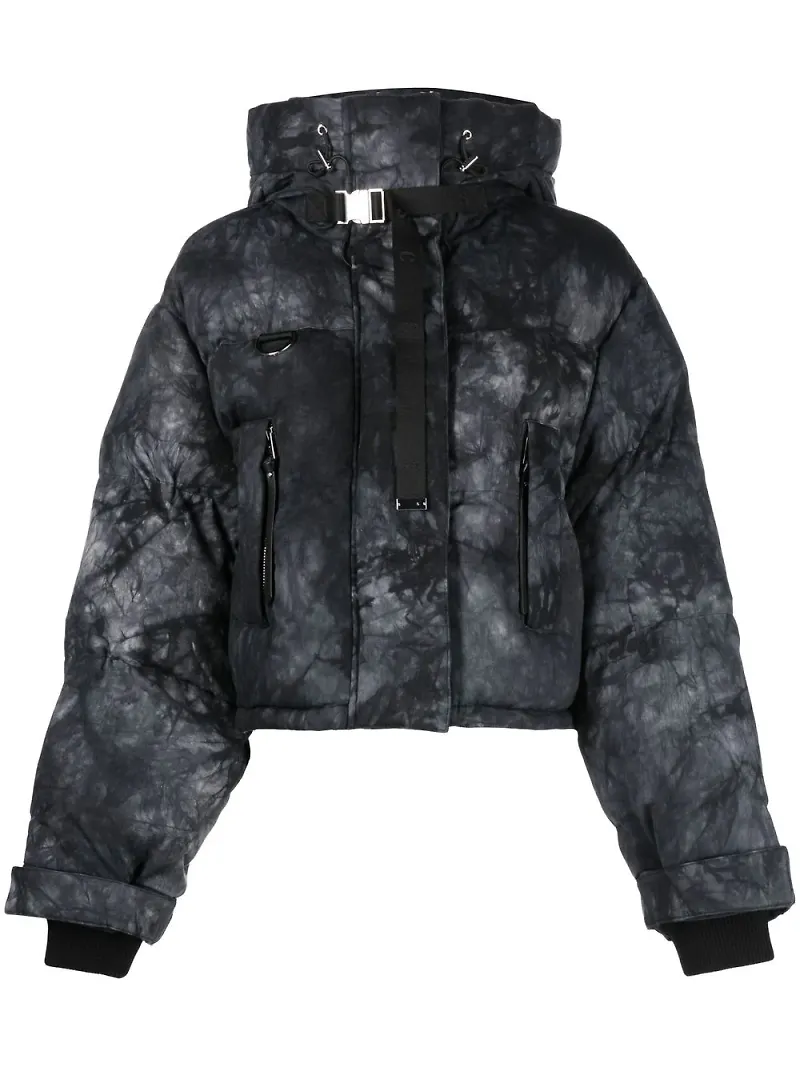 Shoreditch Ski Club Willow kort puffjacka med tryck - Svart