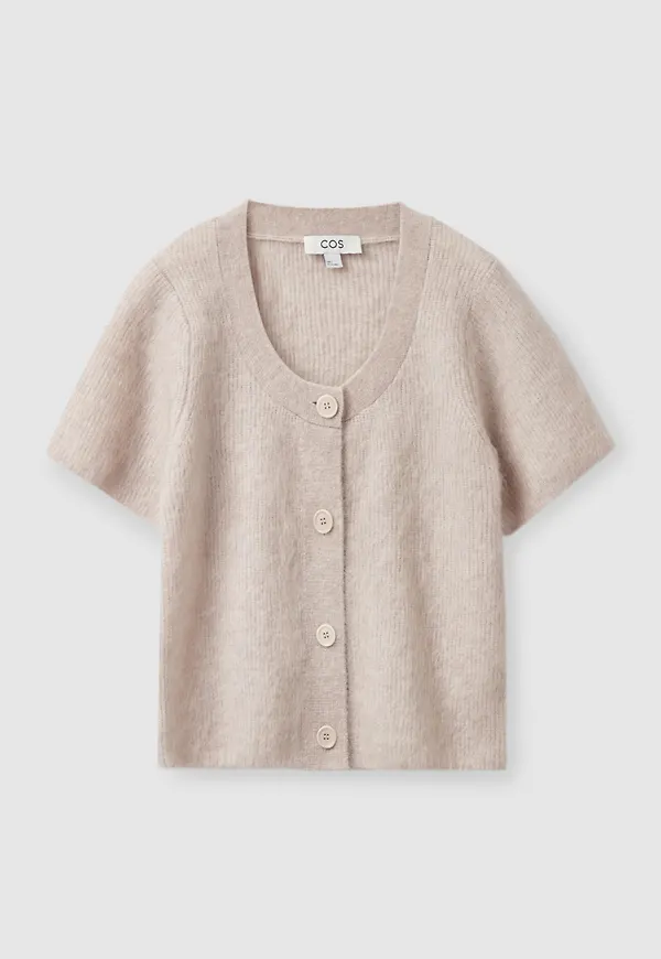 SHORT-SLEEVE MOHAIR CARDIGAN