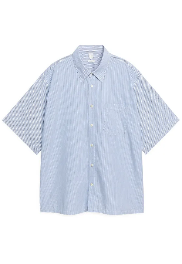 Short-Sleeved Cotton Shirt - Blue