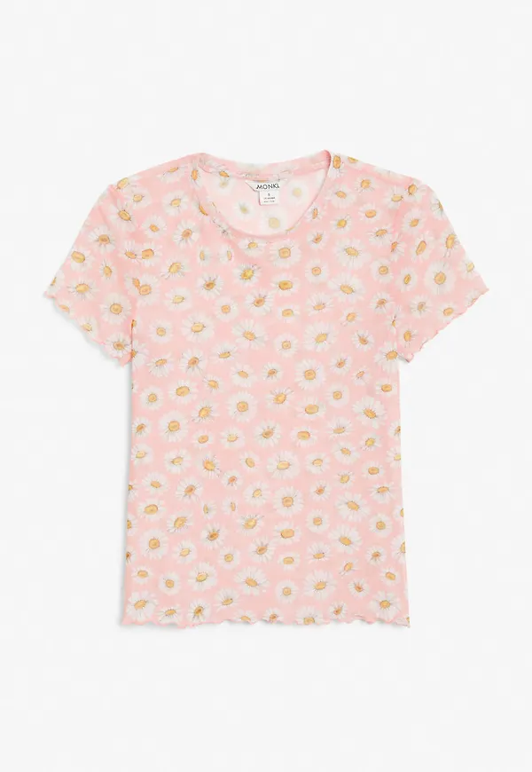 Short-sleeved mesh top - Pink