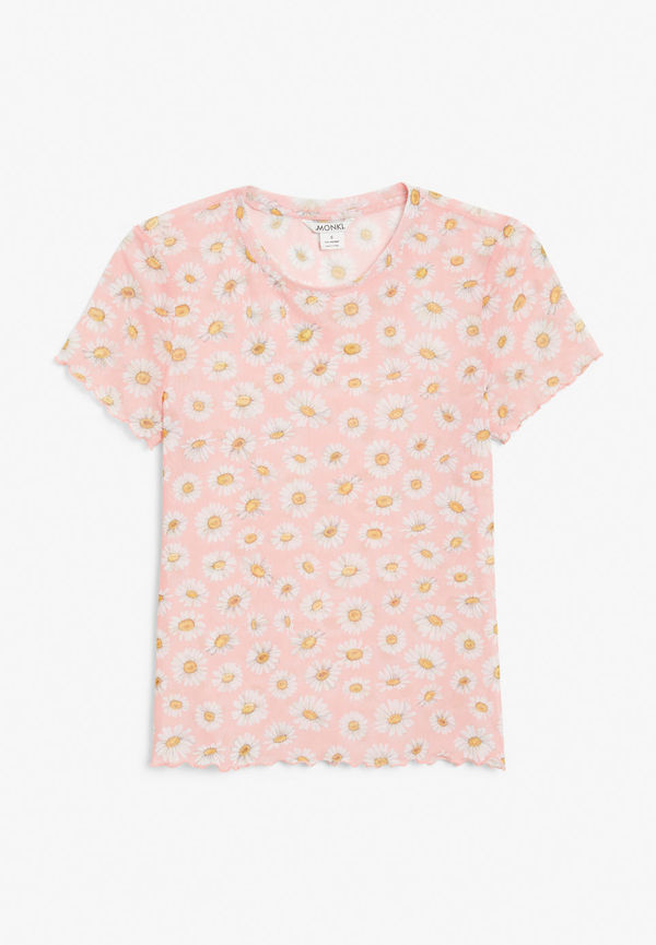 Short-sleeved mesh top - Pink