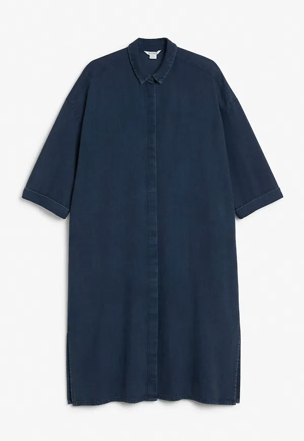 Short-sleeved shirt dress - Blue