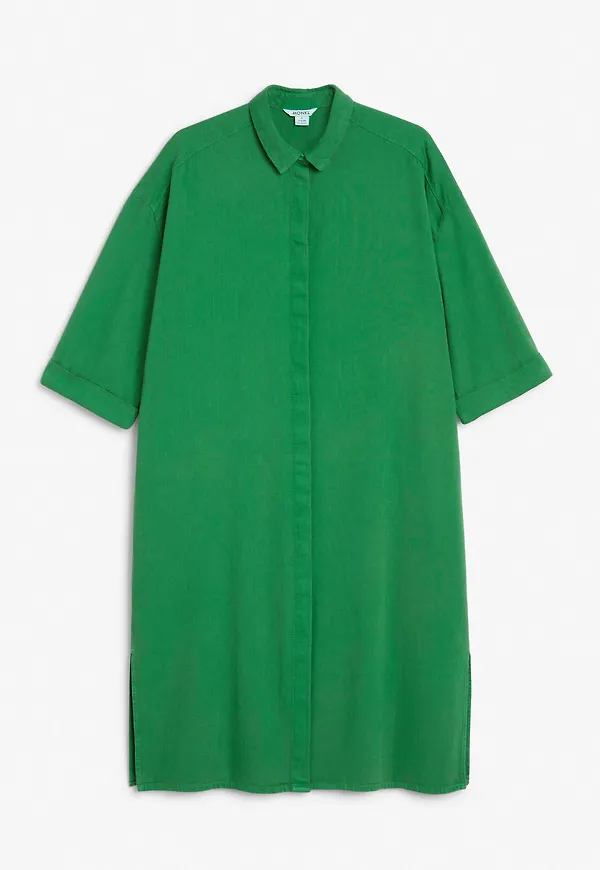 Short-sleeved shirt dress - Green