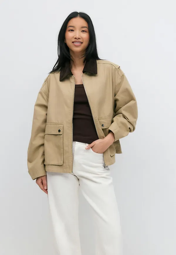 Gina Tricot - Short cargo jacket - korta kappor - Beige - XS - Dam