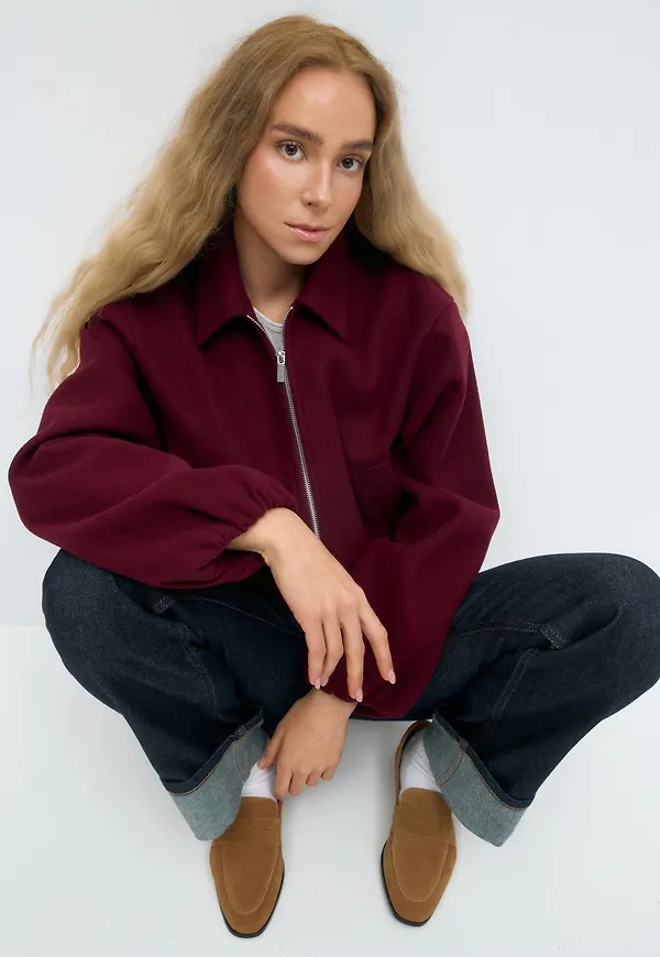 Gina Tricot - Short felt jacket - jackor - Röd - XS - Dam