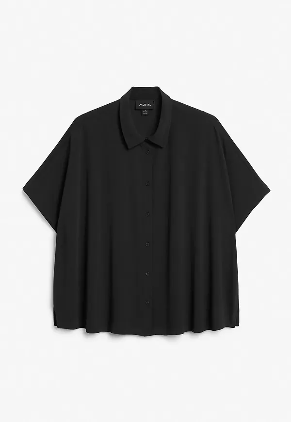 Short sleeve crepe blouse shirt - Black