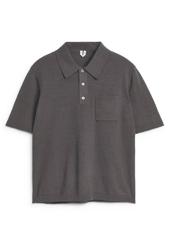 Short-Sleeve Polo Shirt - Grey