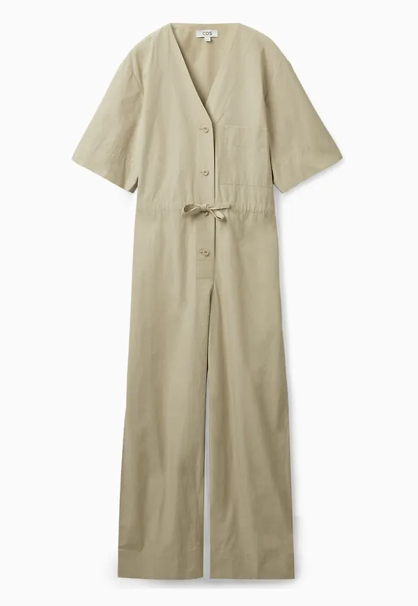 SHORT SLEEVE V-NECK JUMPSUIT