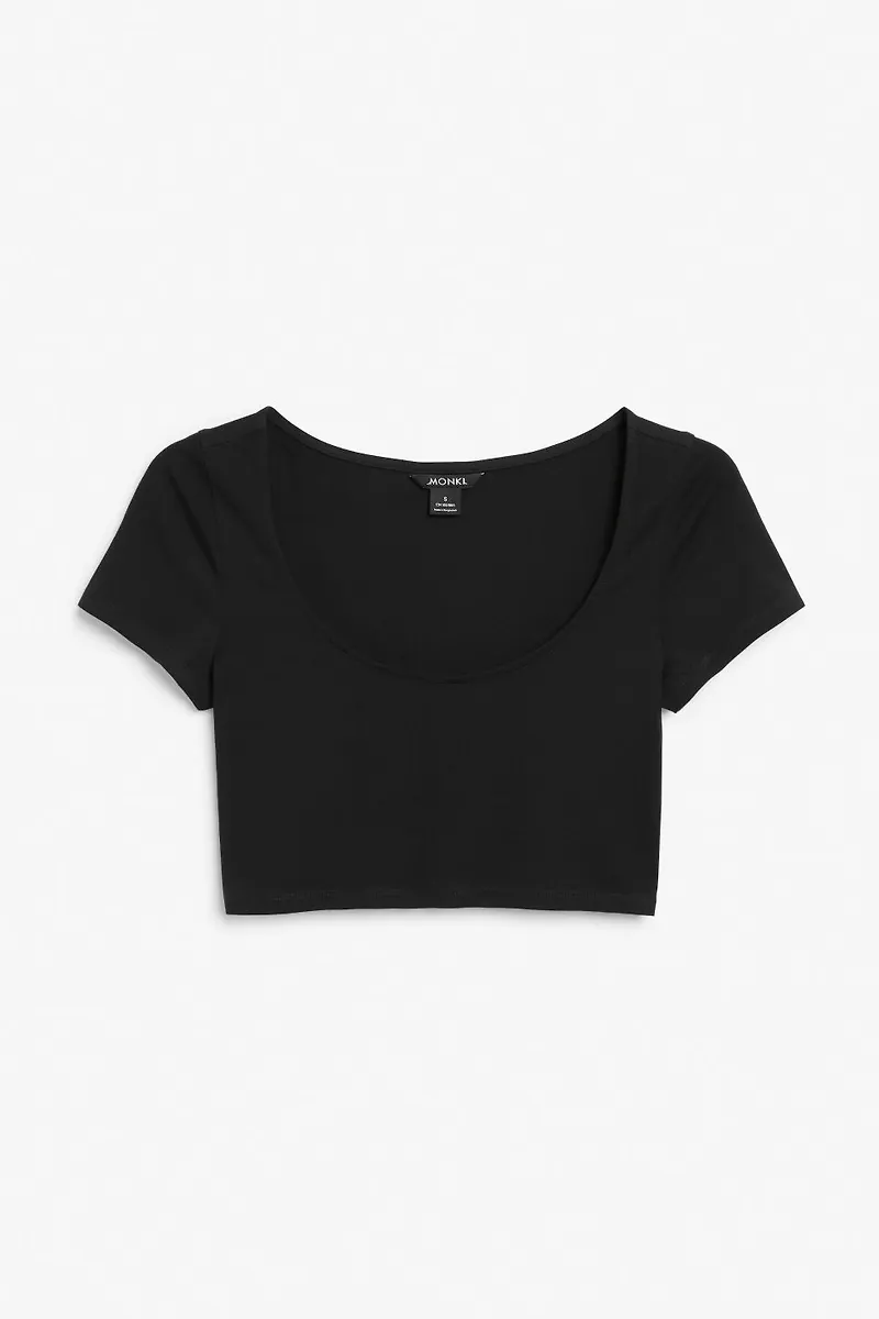 Short sleeved crop top - Black