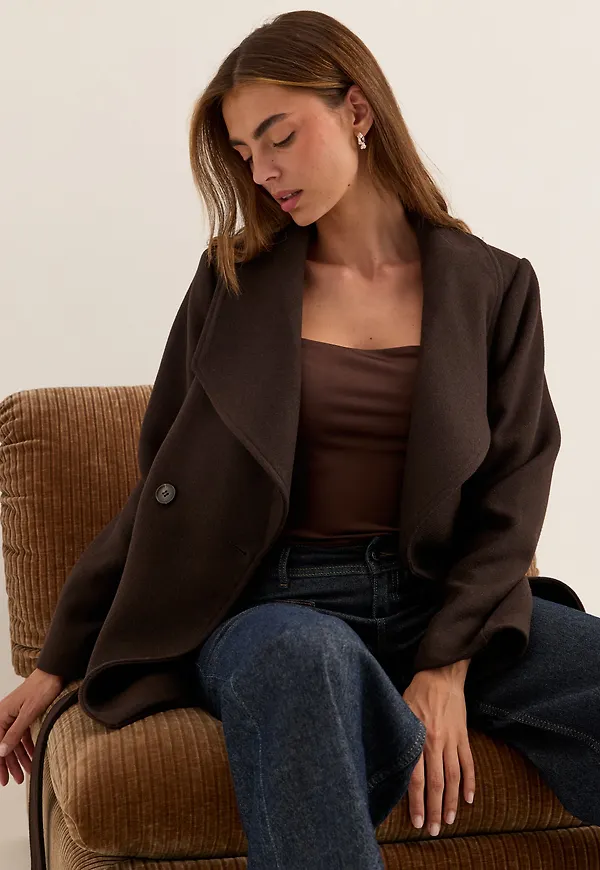 Short Wool Blend Coat
