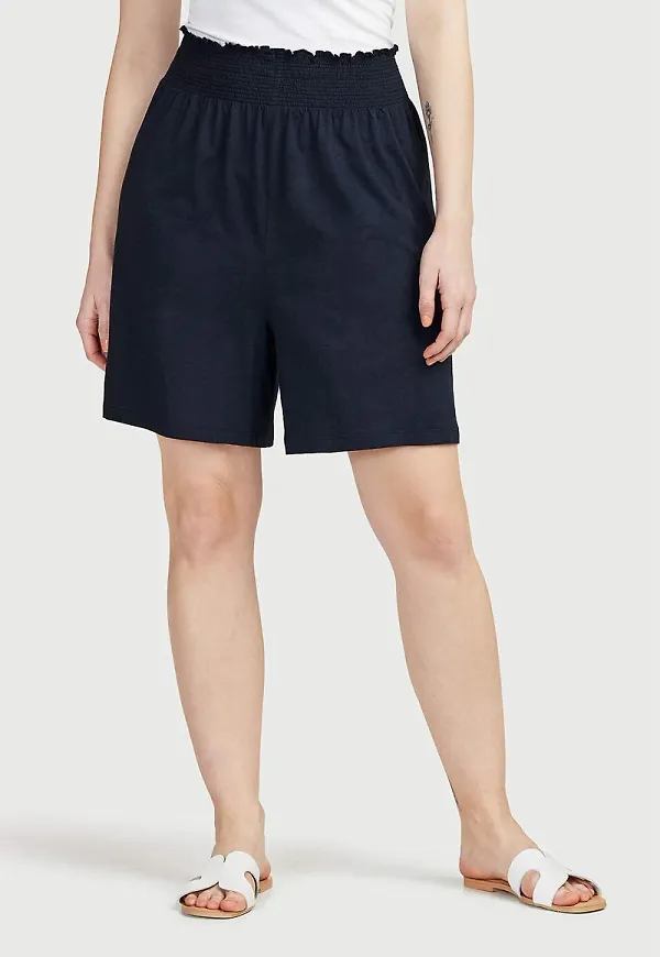 Shorts i trikå med smocklinning