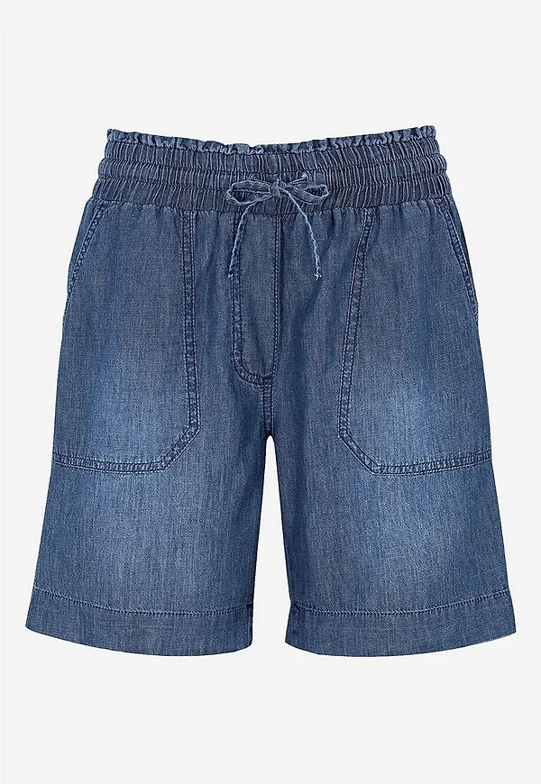 Shorts i tvättad denim