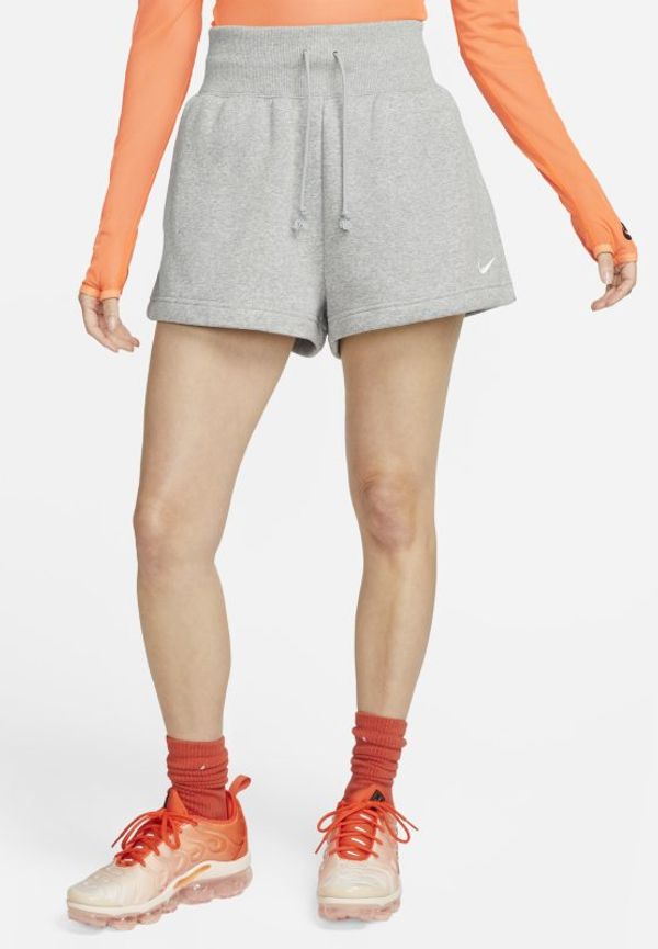 Shorts Nike Sportswear Phoenix Fleece med hög midja för kvinnor - Grå