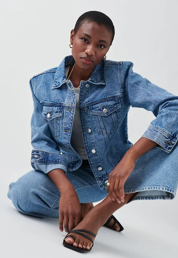 Shoulder padded denim jacket