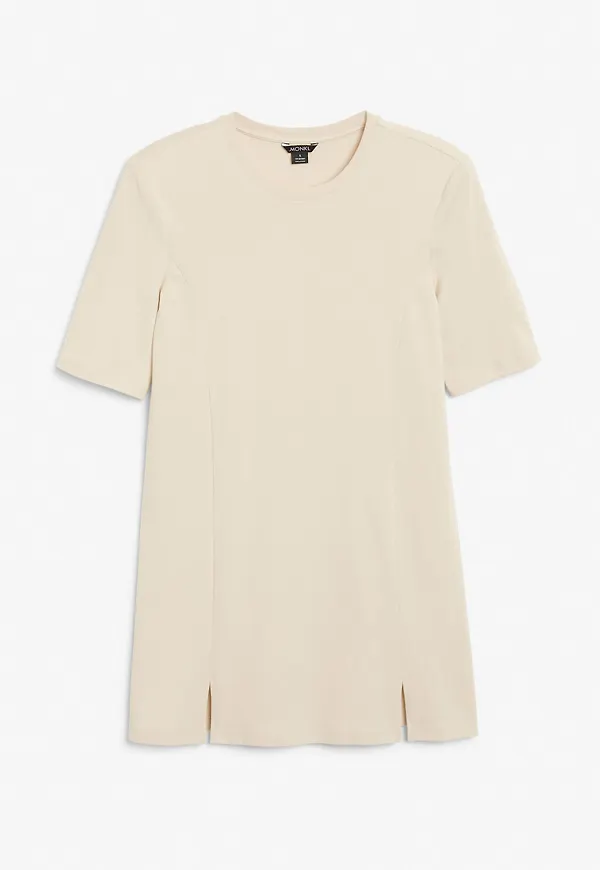 Shoulder pads t-shirt dress - Beige