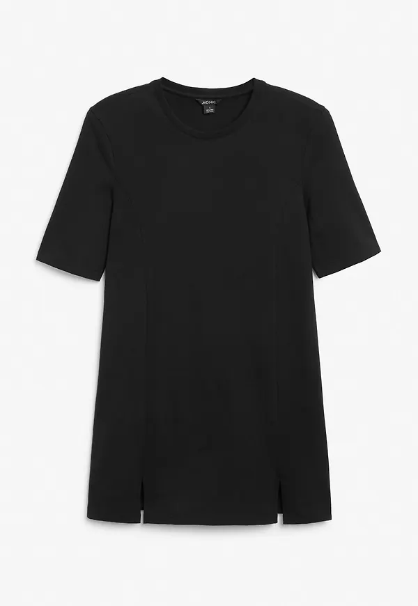 Shoulder pads t-shirt dress - Black