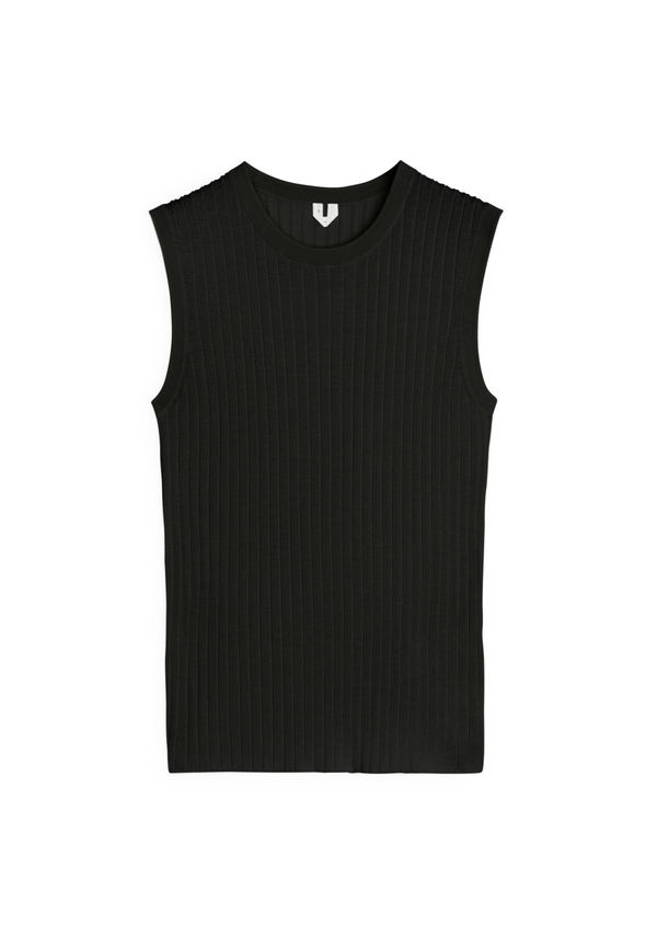 Silk Cotton Knitted Top - Black