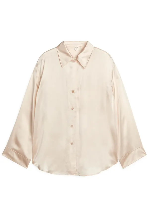 Silk Pyjama Shirt - Beige