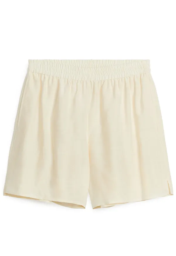 Silk Shorts - Beige