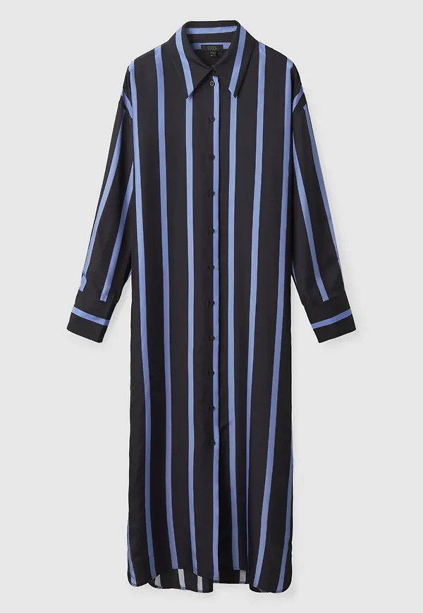SILK STRIPED SHIRT DRESS