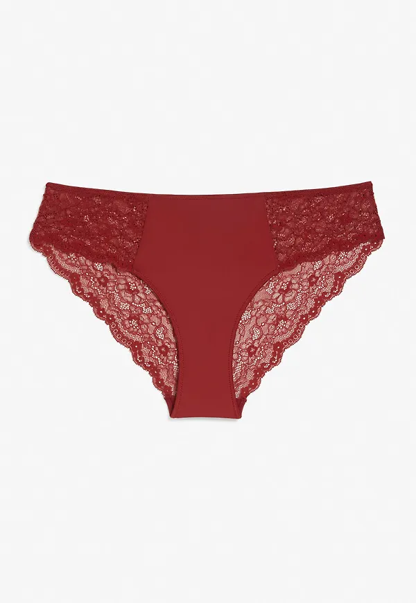 Silky lace briefs - Red