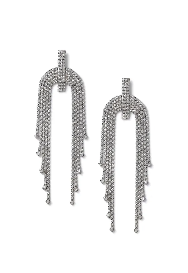 Silver Crystal Waterfall Earrings