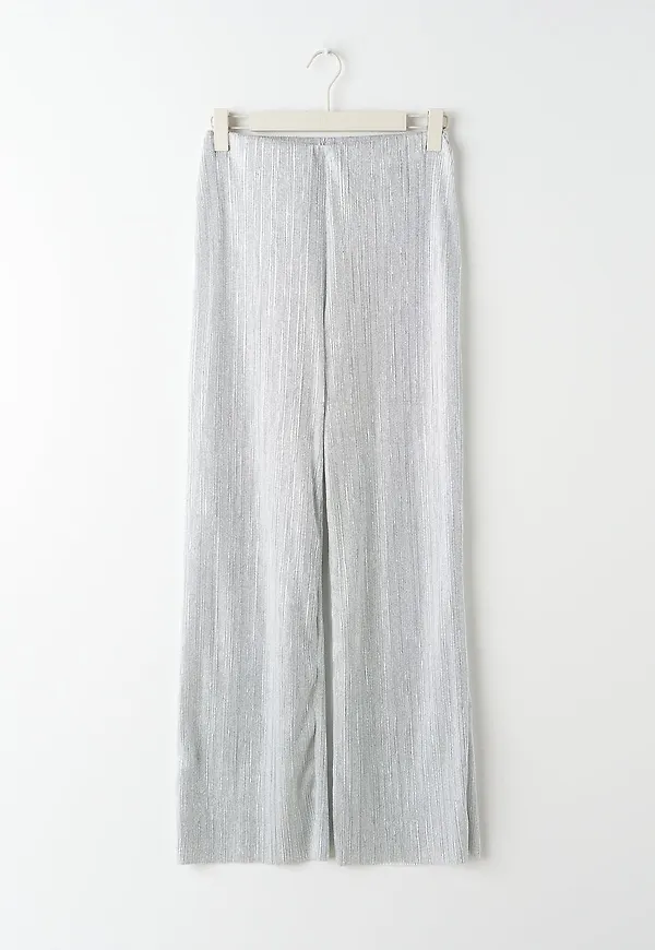 Silver plisse trousers