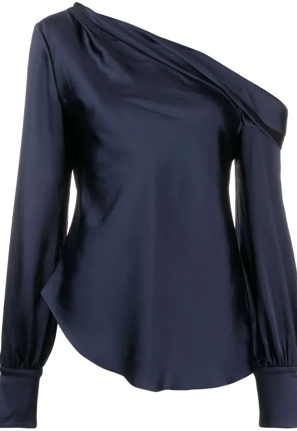SIMKHAI Alice asymmetrisk draperad blus - Blå