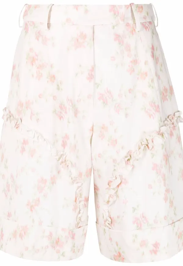 Simone Rocha blommiga bomullsshorts - Neutral