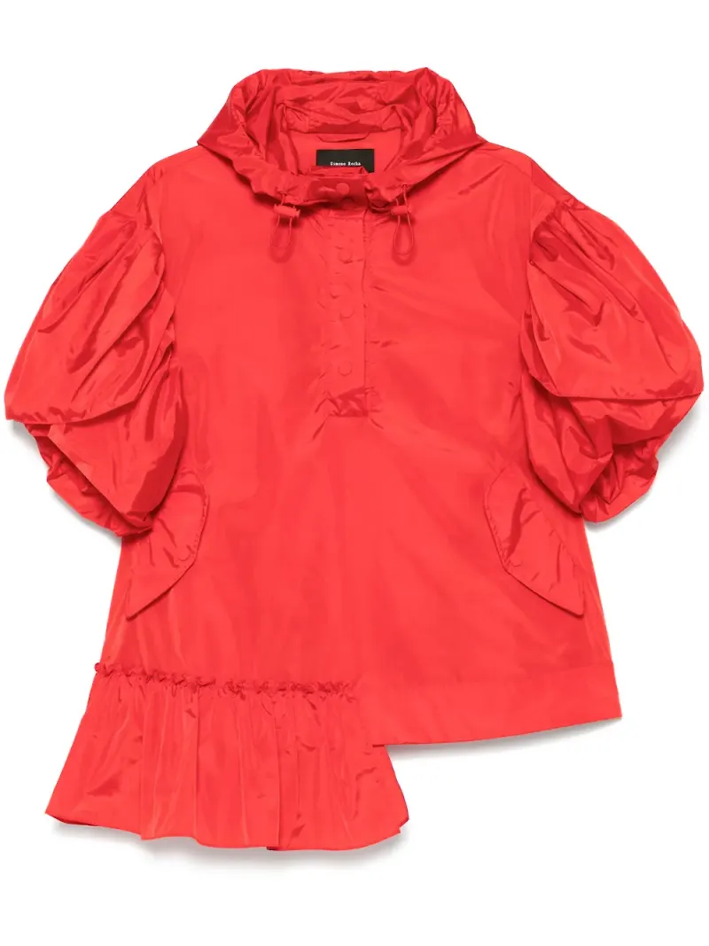 Simone Rocha hoodie med volangdetalj - Röd