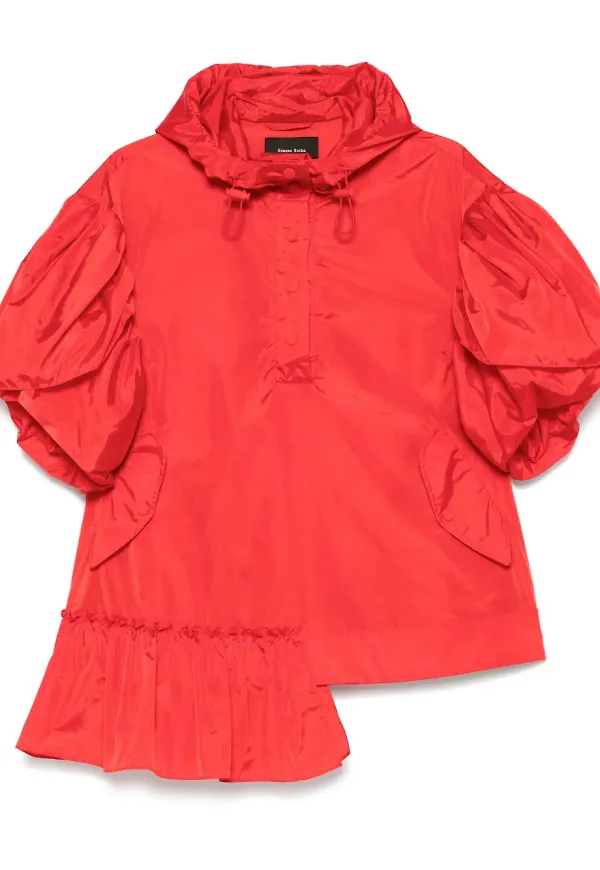 Simone Rocha hoodie med volangdetalj - Röd