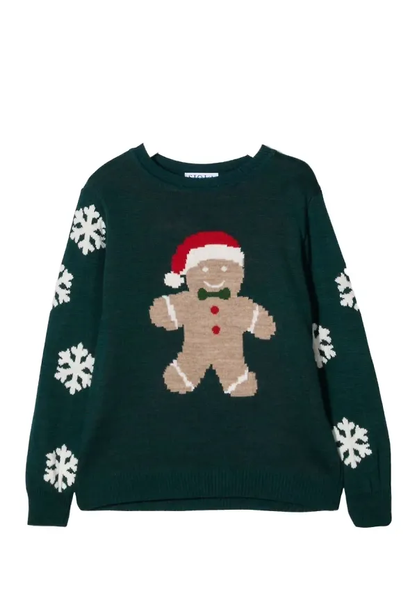 Siola gingerbread-intarsia snowflake-print sweater - Grön