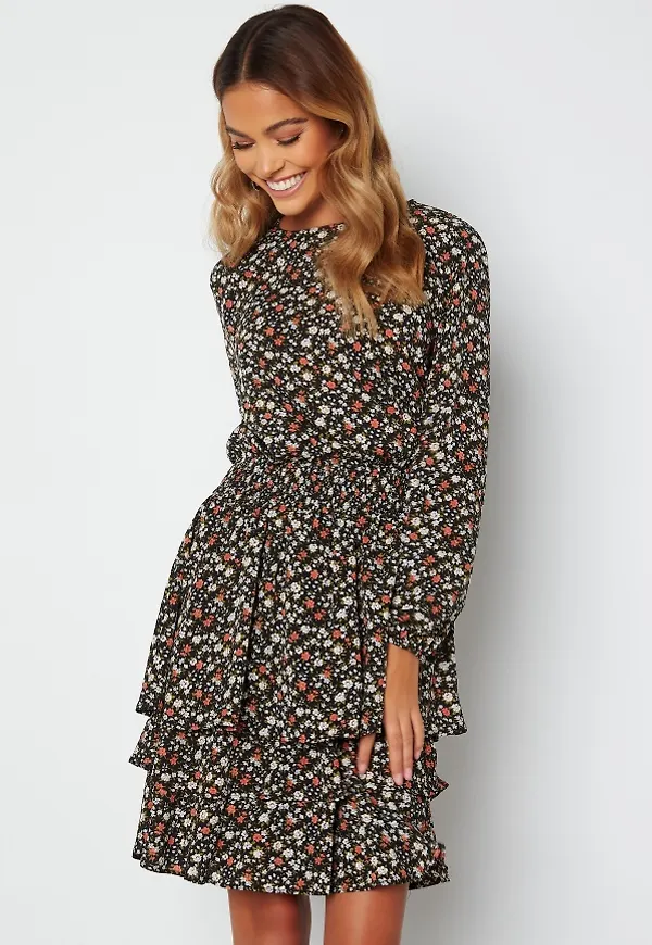 Sisters Point Nicoline LS Dress 441 Navy/Flower L