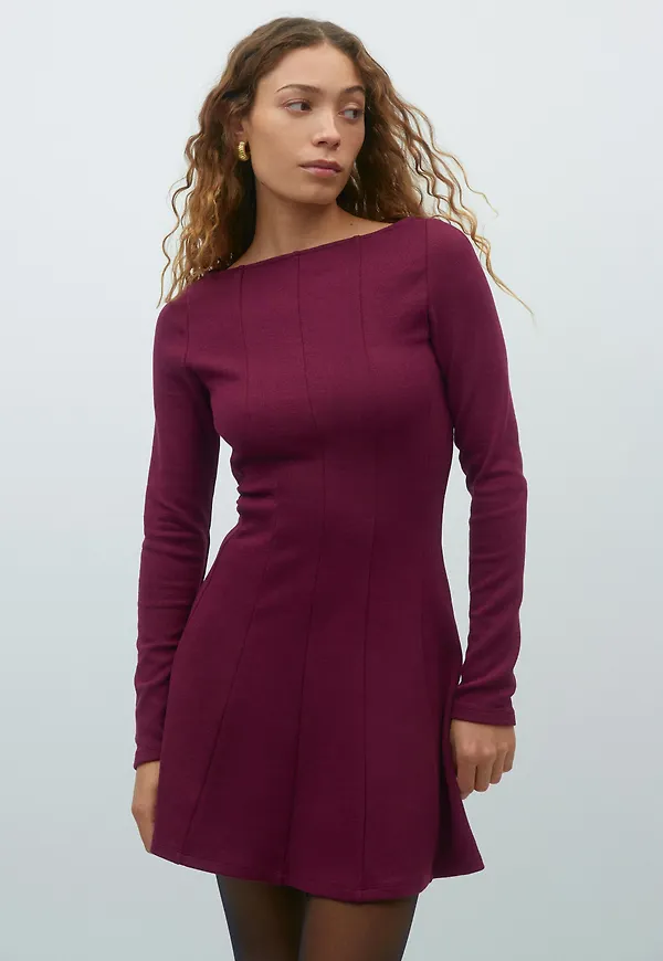 Gina Tricot - Skater mini dress - Långärmade klänningar - Röd - XS - Dam