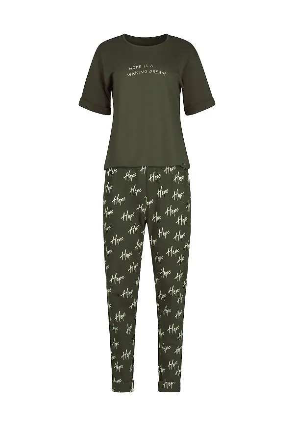 Skiny Pyjamas ljusgul / mörkgrön