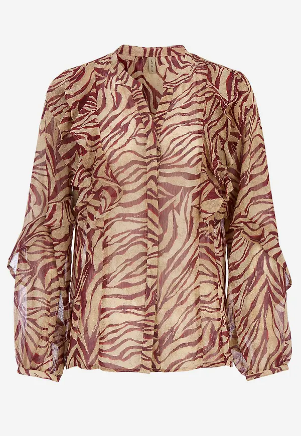 Skir blus med volanger