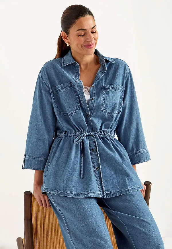 Skjorttunika i lätt denim