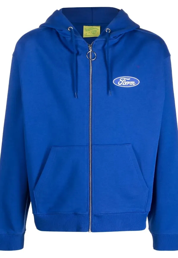 Sky High Farm hoodie med slogan - Blå