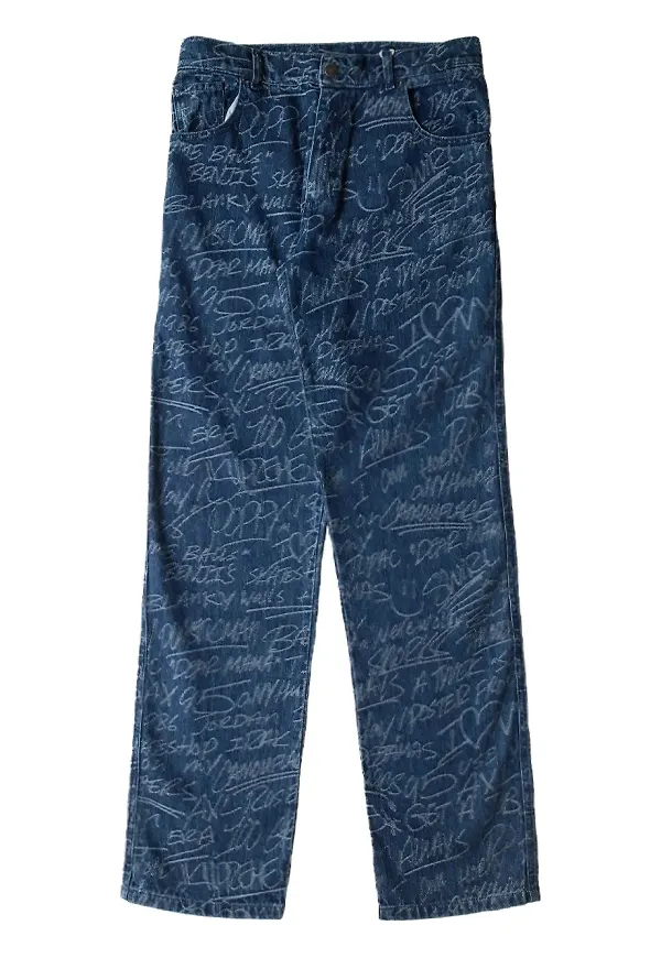 Sky High Farm KS Blue jeans med graffititryck - Blå