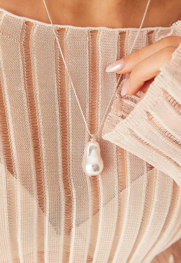 Sky Pearl Necklace Silver-plat