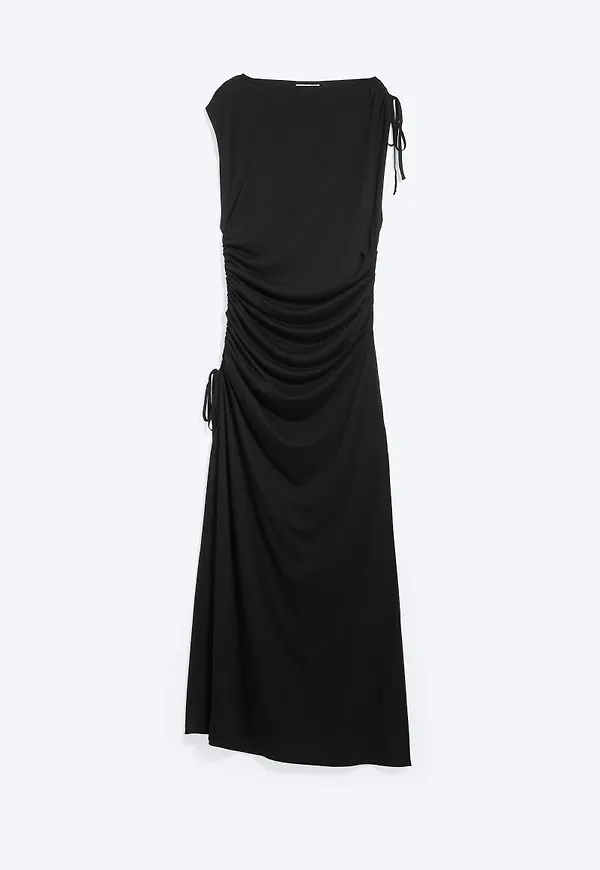 Sleeveless Boat-Neck Maxi Dress