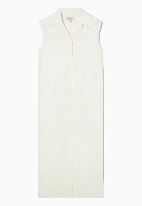 SLEEVELESS BRODERIE ANGLAISE SHIRT DRESS